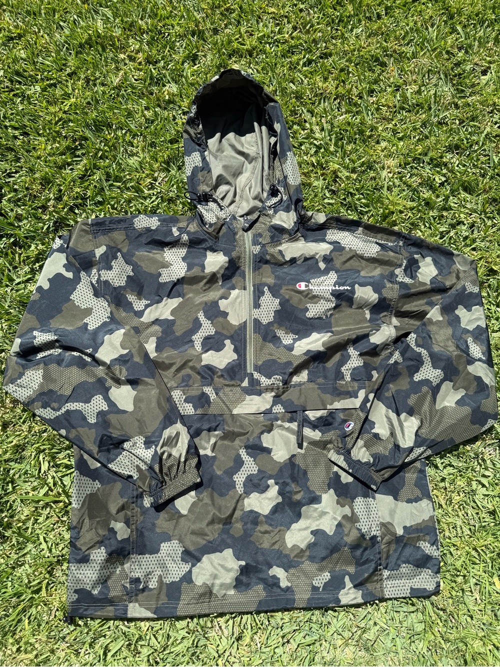 Champion Camo Half-Zip Pullover Hoodie - Olive & Black